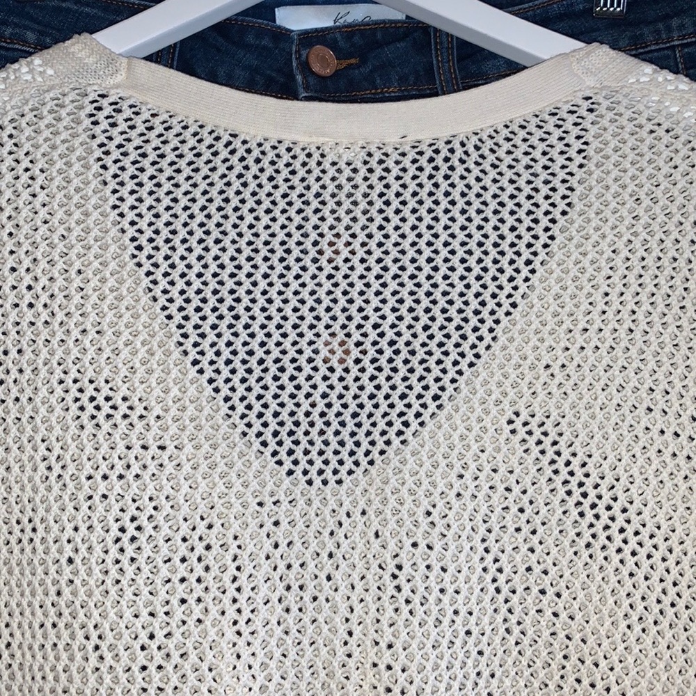 Lane Bryant Cotton Crochet Open Knit Boxy V-Neck Batwing Short Sleeve Poncho Top - Picture 12 of 16